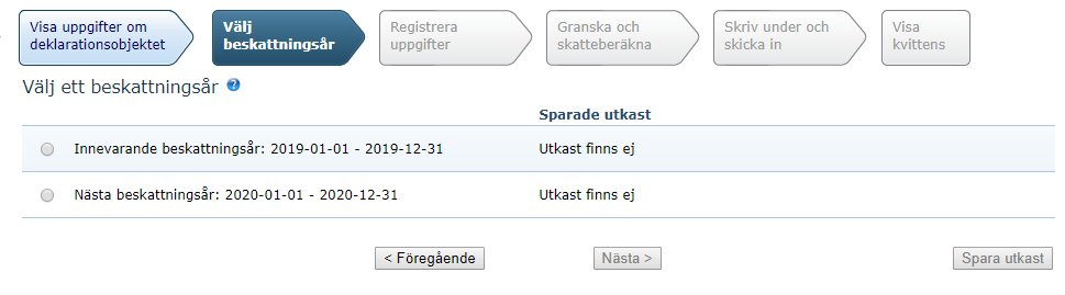 Steg 4 – Välj beskattningsår