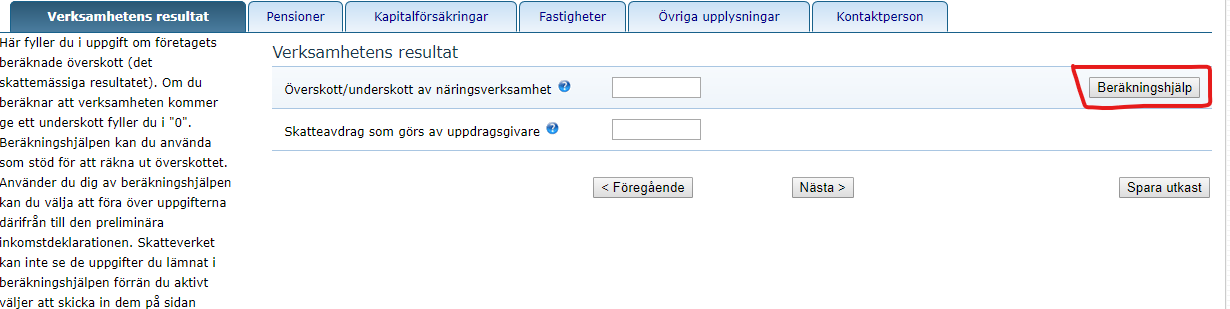 Steg 5 – Fyll i uppgifter för ändrad preliminärskatt