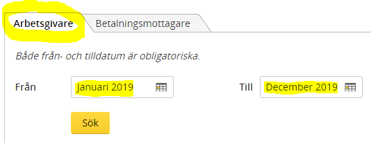Periodval med Från och Till samt sök-knapp
