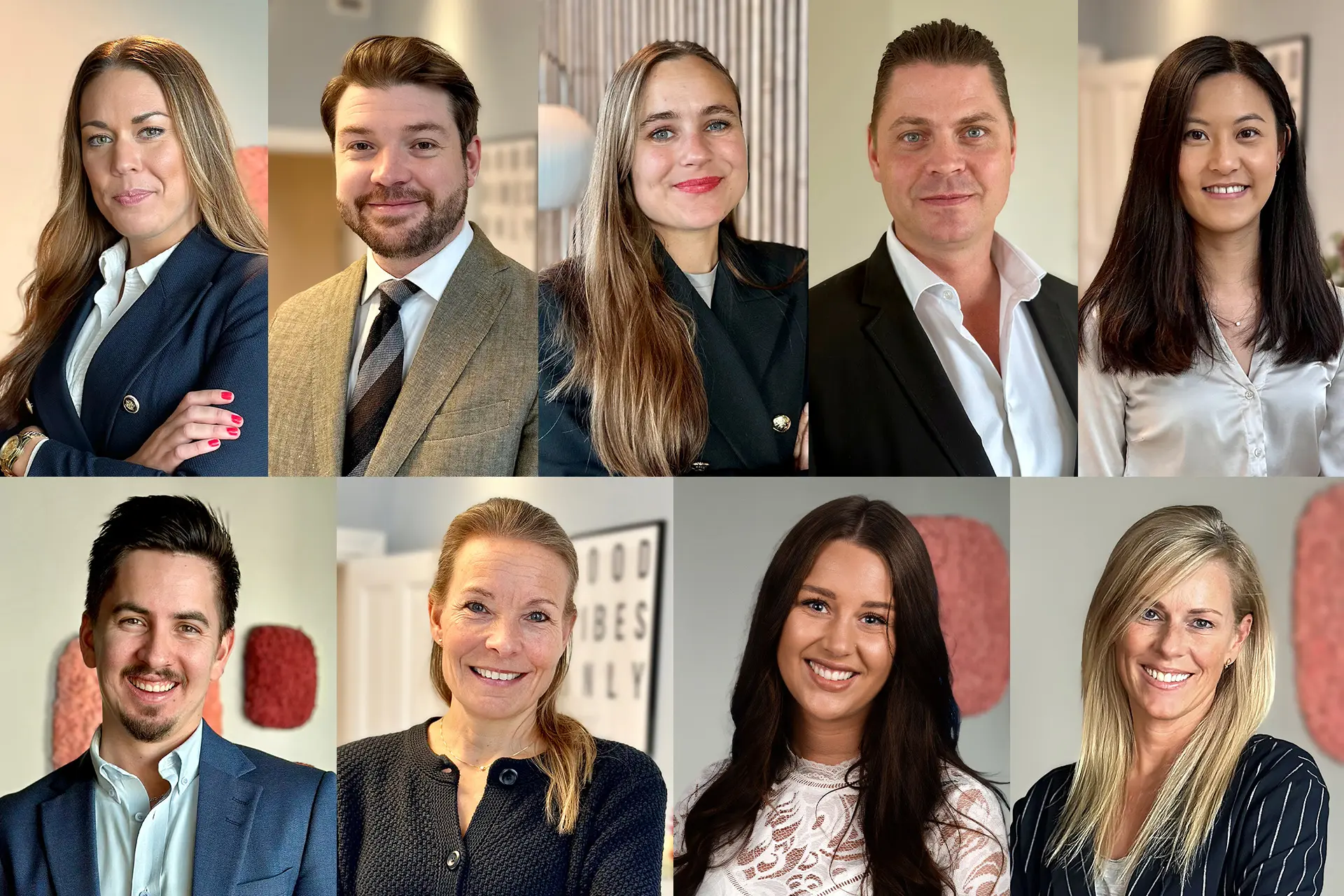 De nya delägarna 2023. Överst från vänster: Johanna Gustavsson, Henrik Palmlöv, Madeleine Andersson, Erik Hallander, Josefine To. Nedre raden från vänster: Isak Olofsson, Anna Lemmel, Sandra Gylling, Maria Olofsson.